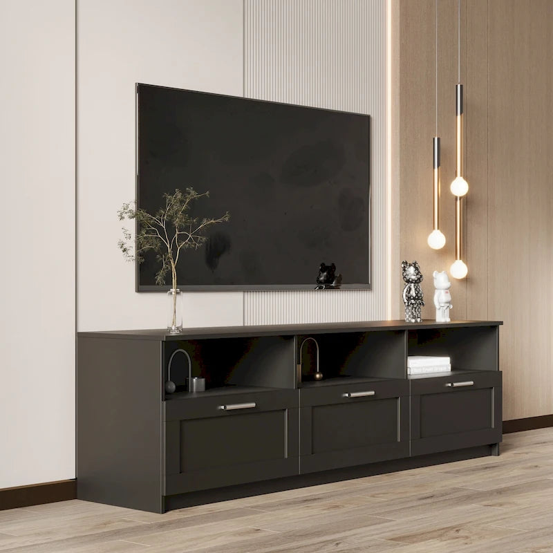 Modern 70.87 TV Cabinet TV Console Table with 3 Storage Drawers, Entertainment Center TV Stand for Living Room