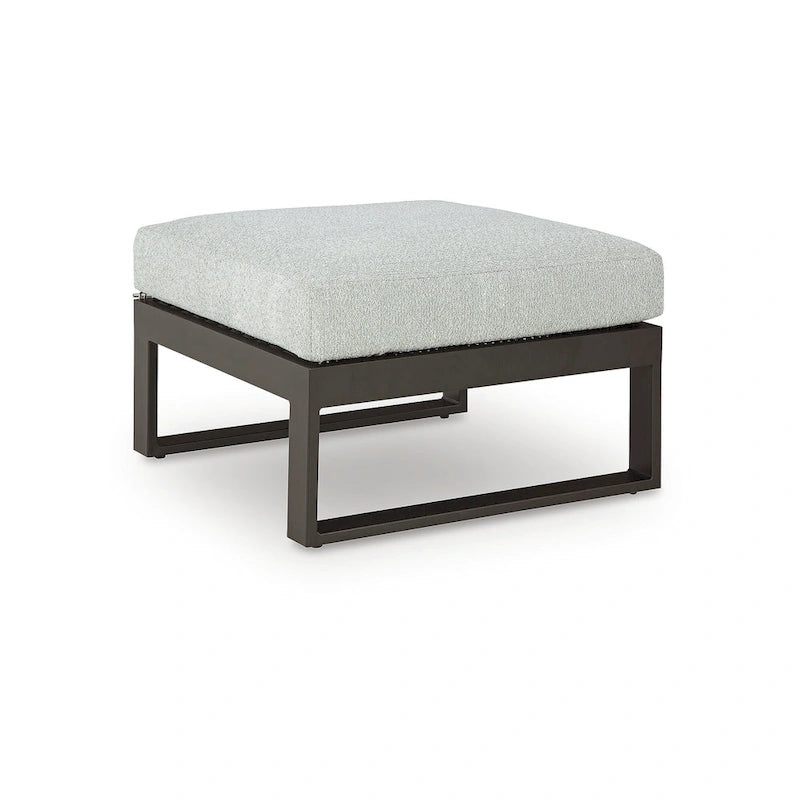 Signature Design by Ashley Beachloft Black/Gray Outdoor Ottoman with Cushion - 28W x 28D x 19H