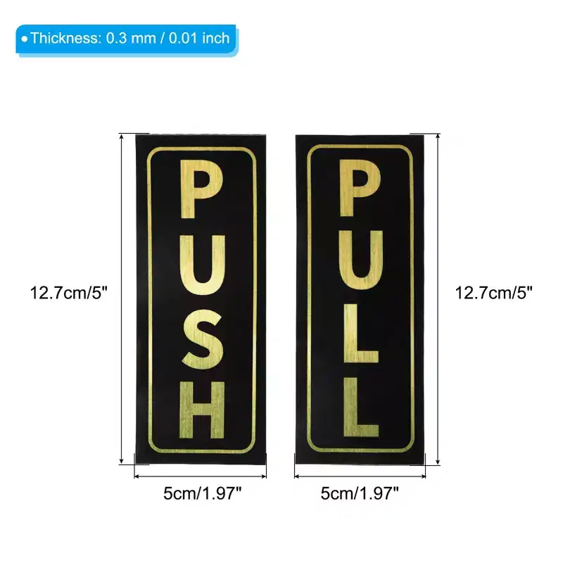 Unique Bargains Self-Adhesive Waterproof Office Shop Push Pull Door Sign 4 Set