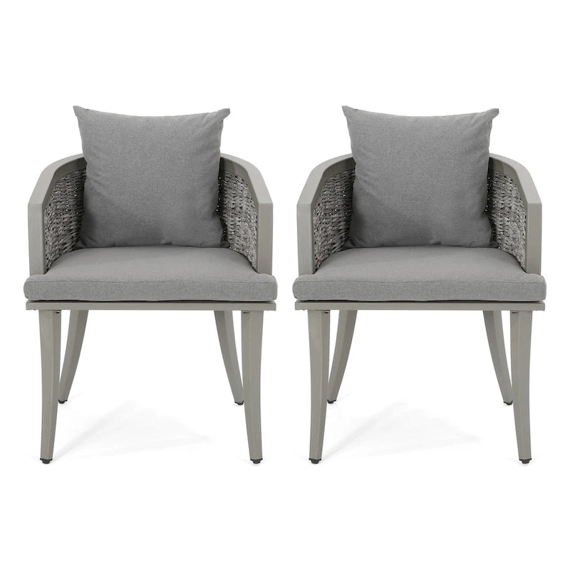Pebble Outdoor Boho Wicker Club Chair with Cushions (Set of 2) by Christopher Knight Home
