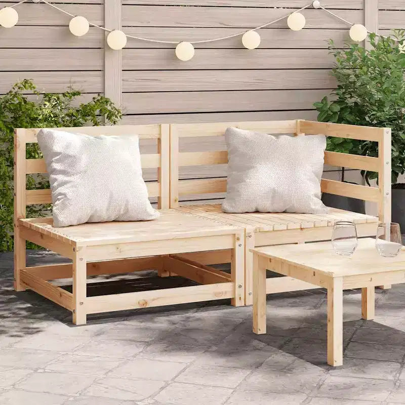 vidaXL Patio Sofa 2-Seater Loveseat Couch Outdoor Garden Furniture - Solid Pine Wood, Modular Design - 55.1x27.6x26.4