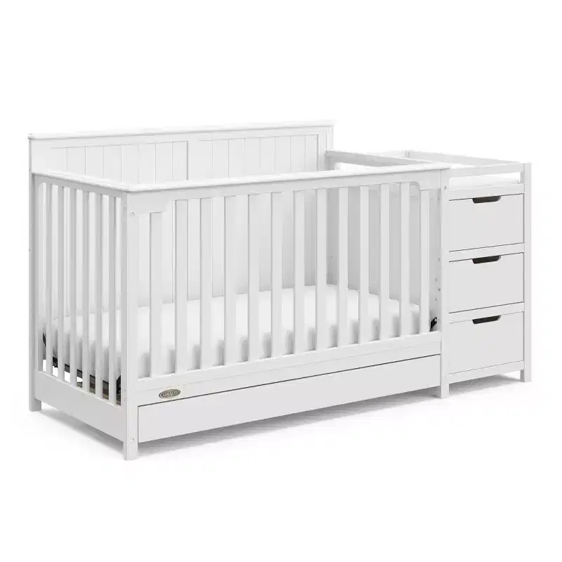 5-in-1 Convertible Crib and Changer with Drawer