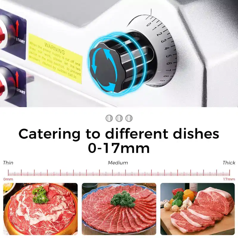 Electric Slicer - 10'' Commercial/Home Use, 800W Powerful Motor, 0-0.67'' Adjustable Thickness, Stainless Steel Blade with Auto Sharpener