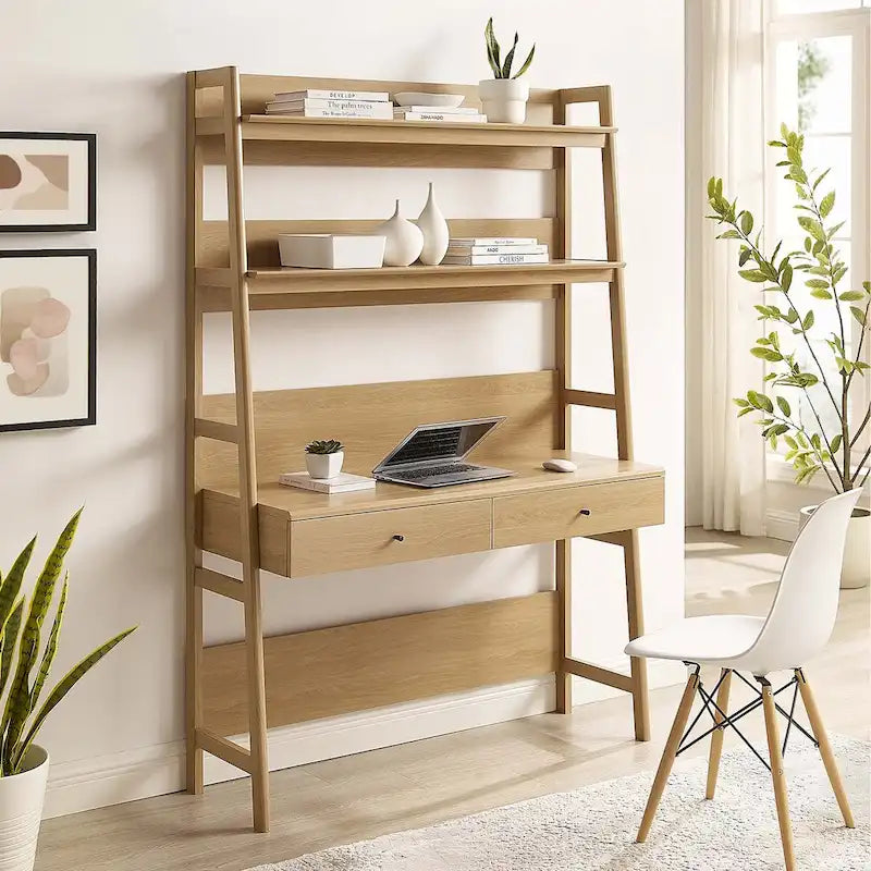 Office Desk with Bookshelf and Storage Drawers