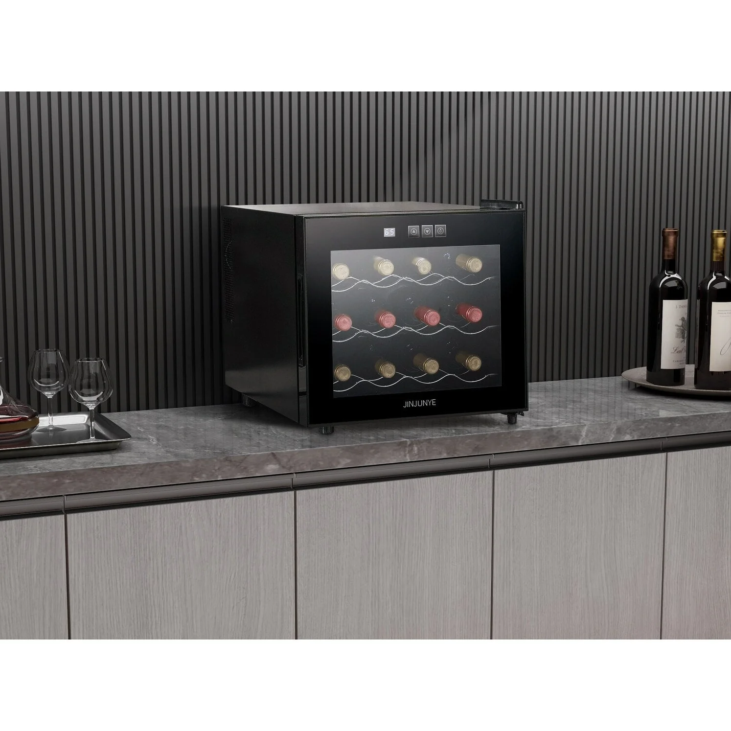 12- Bottle Wine Cooler Refrigerator,Mini Wine Cellars(54-66ﾂｰF),Countertop Wine Cooler with Digital Temperature Control
