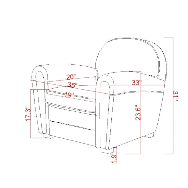 Pasargad Home Genuine Leather Paris Club Chair, Brown