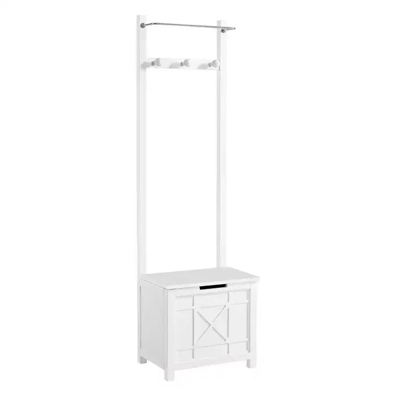 Derby Laundry Hamper Seat and Towel Rack White - Alaterre Furniture