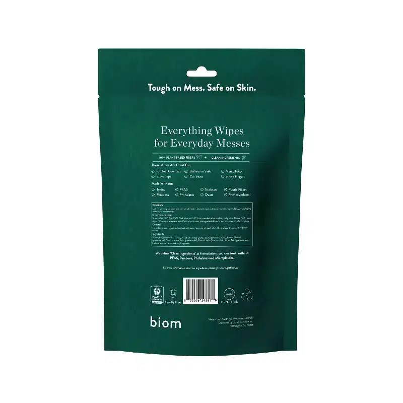 Biom Fraser Fir All-Purpose Cleaning Wipes Refill - 60ct: Removes Dirt, Grease, Multi-Surface Use