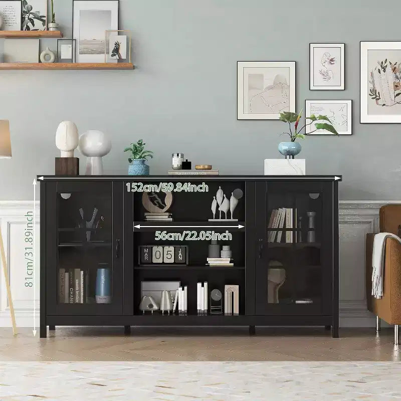 Acekool TV Stand for 65 Inch TVs, 59 Modern Media Console with Storage Cabinets & Power Ports for Living Room or Office