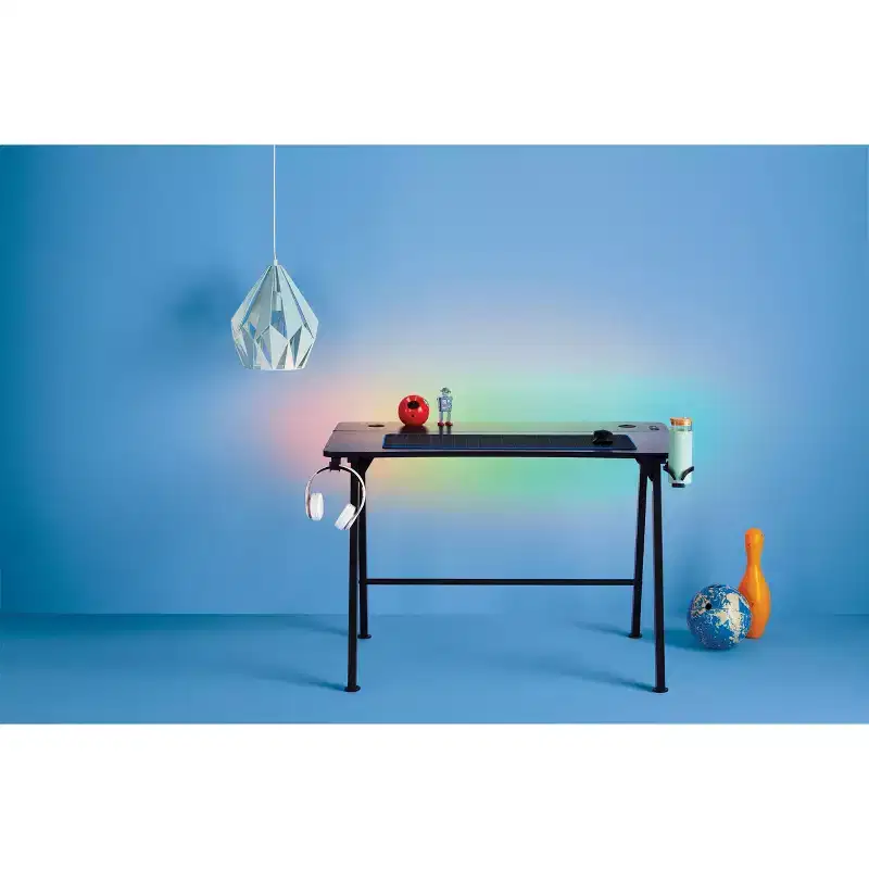 Gaming Desk with LED Lights and Headphone Holder - Room Essentials