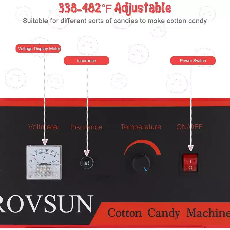 ROVSUN 21 Inch Cotton Candy Machine, Commercial Cotton Candy Maker Machine Electric Candy Floss Machine w/Stainless Steel Bowl