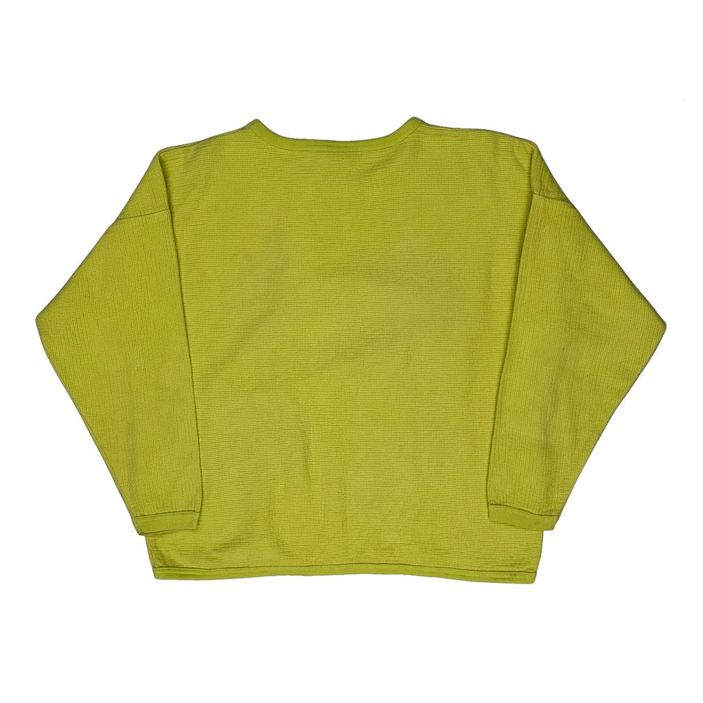 Floral Mickey Mouse Graphic Long Sleeve T-Shirt Large Yellow Cotton