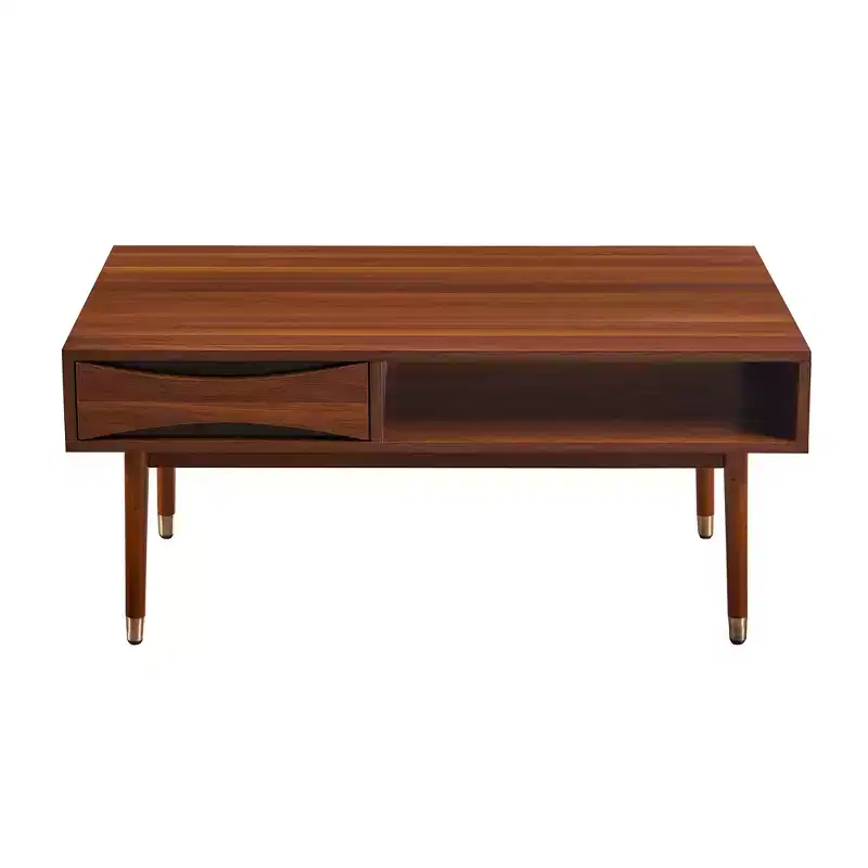 Mid-Century Modern Coffee Table with Drawer & Shelf