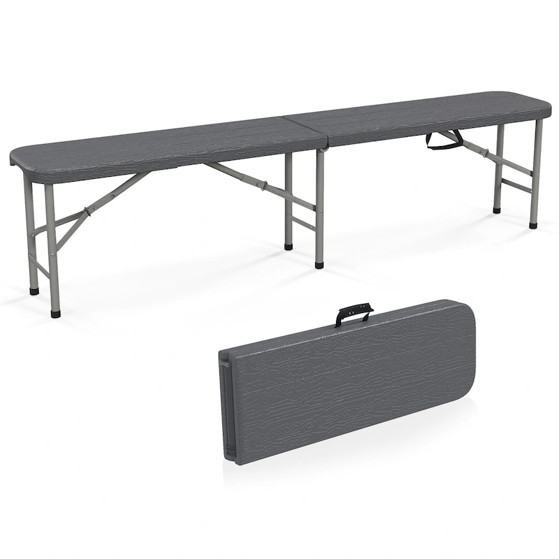 Gymax 6 ft Plastic Folding Bench Portable Fold-in-Half Seat w/ 1320