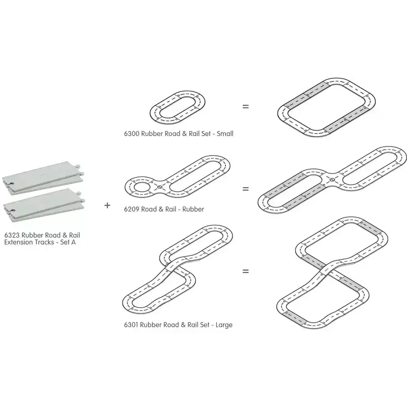Plantoys| Rubber Road & Rail Expansion Tracks - Set A
