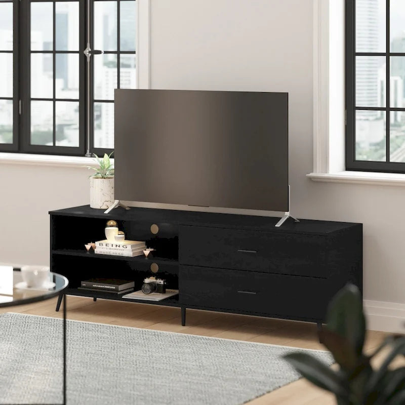 TV Stand with Adjustable Shelf and Storage Drawers