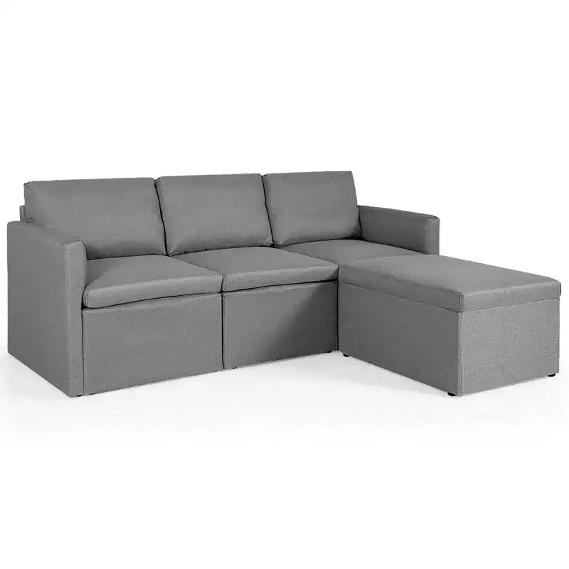 Costway Convertible Sectional Sofa L-Shaped Couch w/Reversible Chaise Dark Grey\Green\Light Grey