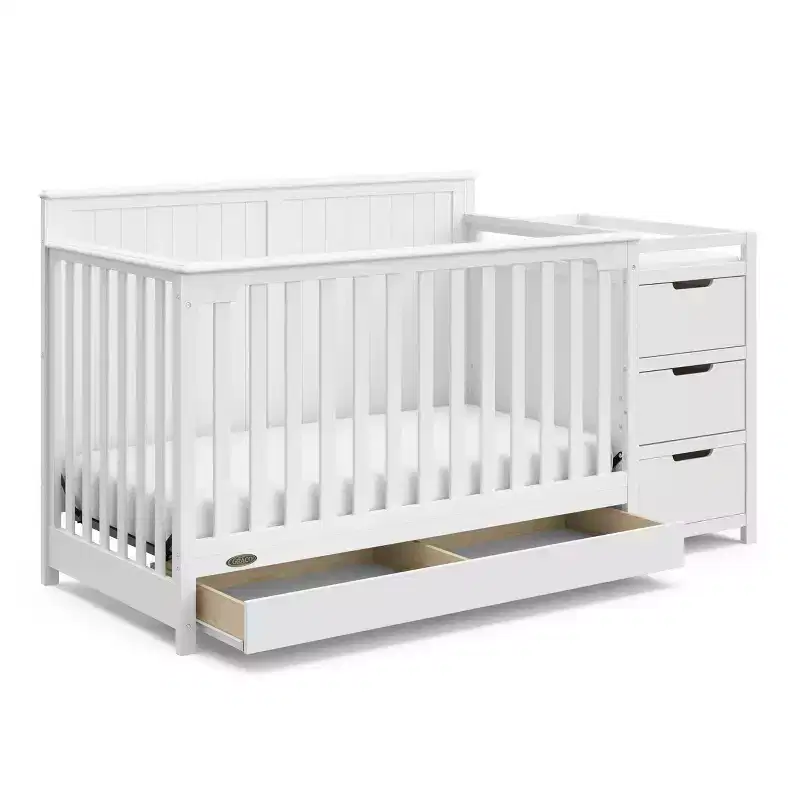 5-in-1 Convertible Crib and Changer with Drawer