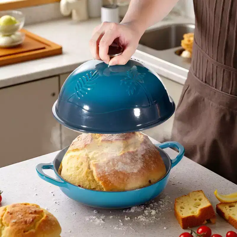 VEVOR Enameled Cast Iron Dutch Oven, 5 Quart Pot for Sourdough Bread Baking, Oven Induction Compatible up to 500, Blue