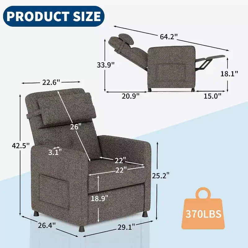 Recliner Chair Electric Reclining Sofa Adjustable Power Recliner Lazy Chair Home Theater Seating with Massage Heat for Living Room,Bed Room,Office