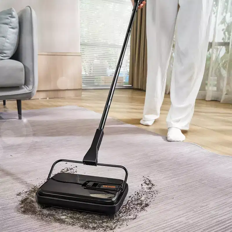 VEVOR Carpet Sweeper, 7.87 in Sweeping Paths, Floor Sweeper Manual Non Electric, 300 ml Dustbin Capacity with Comb for Home Office Rugs