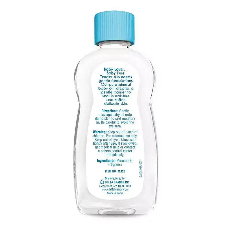 Baby Love Baby Oil Pure and Gentle Moisturizer for Soft Smooth Baby Skin, 6.5 oz, Case of 12
