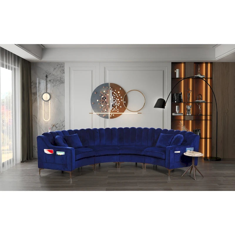 Velvet Curved Sofas & Couches 4 Seats Round shape for Living room - 142