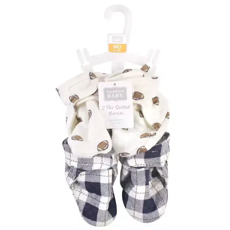 Hudson Baby Infant and Toddler Boy Quilted Booties 2pk, Football