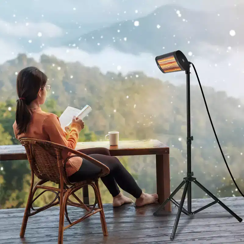 VEVOR Infrared Heater, 1500W Remote Control Electric Space Heater, LED Screen Patio Heater w/ 3 Speeds & Timer, Mount to Ceiling/Wall,34in L,Black