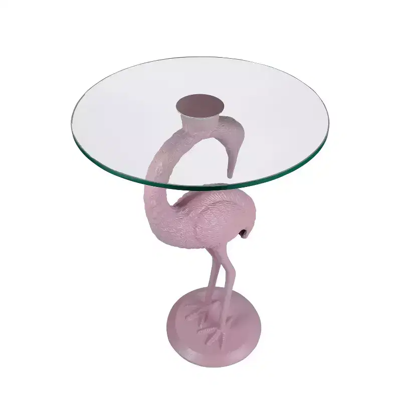 JONATHAN Y Blanche 25 Classic Mid-Century Glass Top Flamingo End Table