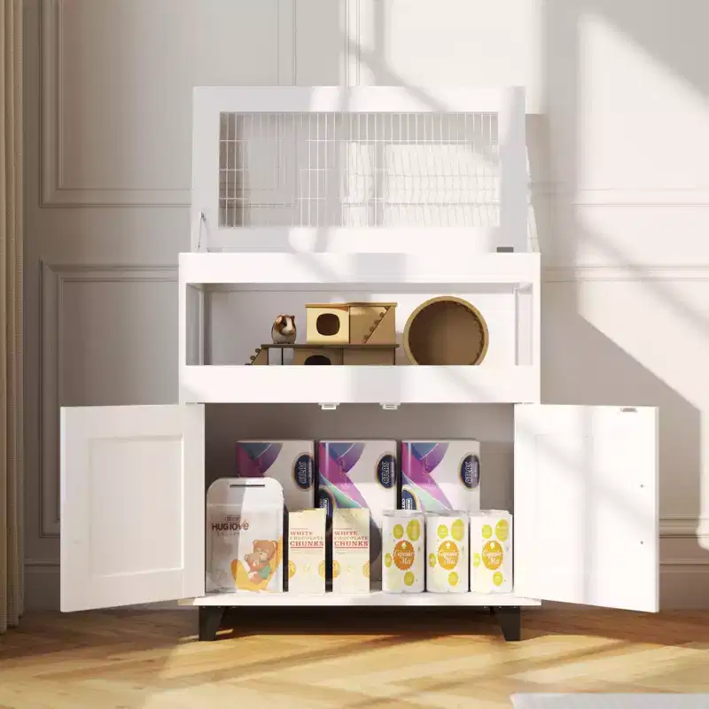 Famapy White Small Pet Cage Hamster Cage with a Pull-Out Tray and a Flip-Top Metal Mesh  Designed for Easy Cleaning and Convenient Feeding