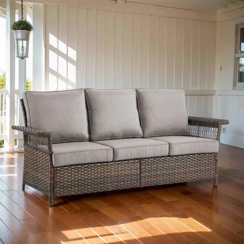 Gymojoy Outdoor Patio Wicker Rattan Sofa - Brown