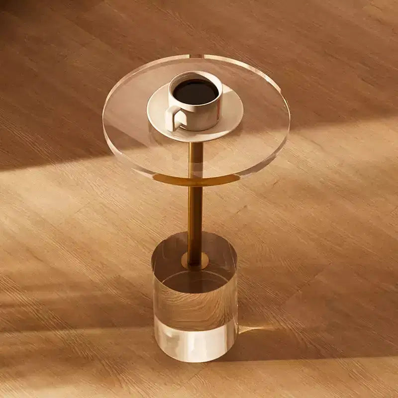 VEVOR Acrylic End Table, Acrylic Side Table with a Solid Base, 11.9 x 11.9 inch Round Tabletop, 21.4 inch High, for Living Room, Bedroom