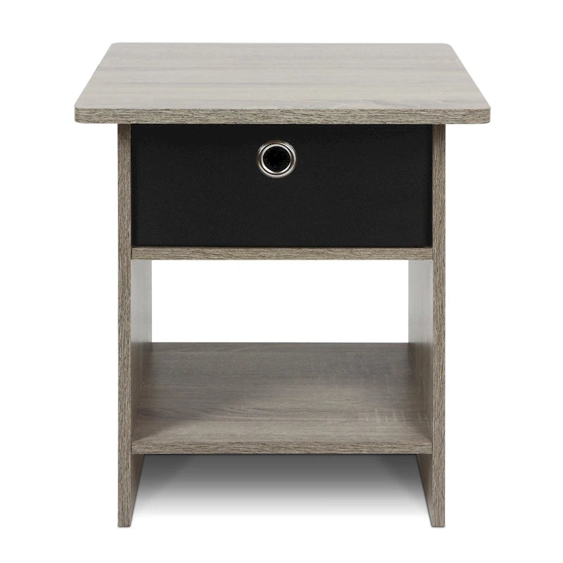 Dario End Table/ Night Stand Storage Shelf with Bin Drawer