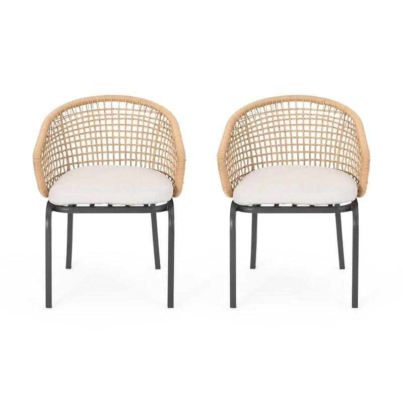 Arias Outdoor Wicker Club Chair with Cushion (Set of 2) by Christopher Knight Home