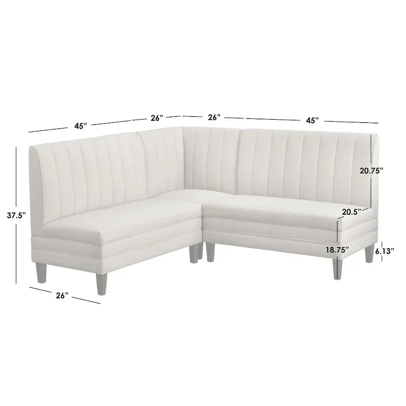 Lifestorey Kerrington 3-Piece Channel Back Upholstered Banquette Set