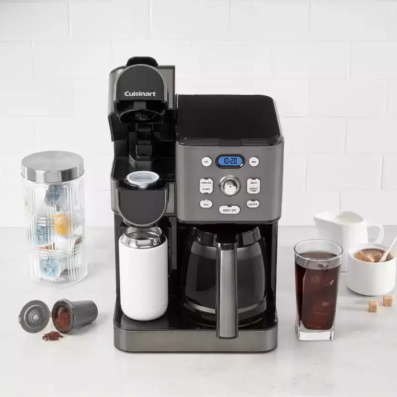 Cuisinart Coffee Center 2-IN-1 Coffee Maker and Single-Serve Brewer -Black Stainless Steel- SS-16BKS: Programmable K-Cup & Ground Coffee Machine
