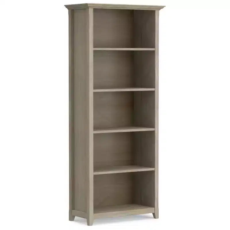 70 Five-Shelf Solid Wood Bookcase - Lacquered Pine, 4 Adjustable Shelves