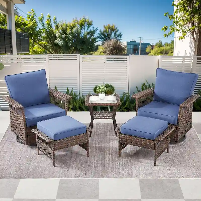 5 Piece Patio Conversation Set - Brown