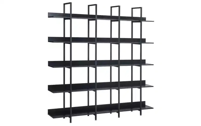 TUYOHW Vintage 5-Tier Dispaly Bookshelves,Large Capacity Open Bookshelf with Anti-falling Device,Metal Frame Bookcases for Living Room,Office