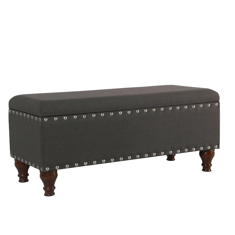 Tufted Linen Storage Bench