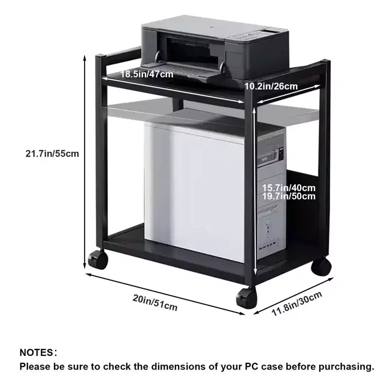 Computer Tower Stand, Adjustable PC Tower Stand CPU Holder Cart With Locking Caster Wheels, Metal Computer Cart