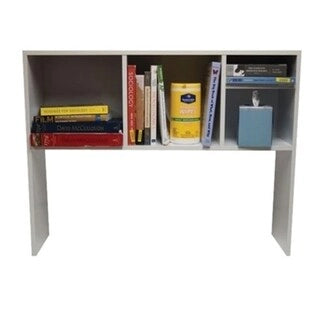 White Wood Cube Desk Bookshelf with Open Storage Compartments