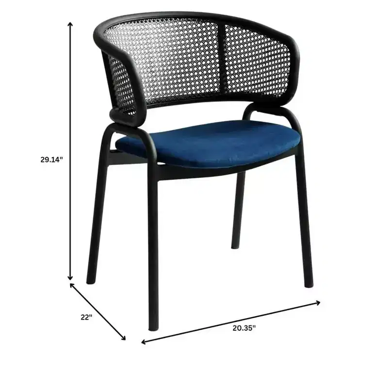LeisureMod Ervilla Modern Dining Side Chair  Cozy Upholstered Accent Armchair with Black Iron Legs, Kitchen, Dining Room, Cafe, Restaurant Seating