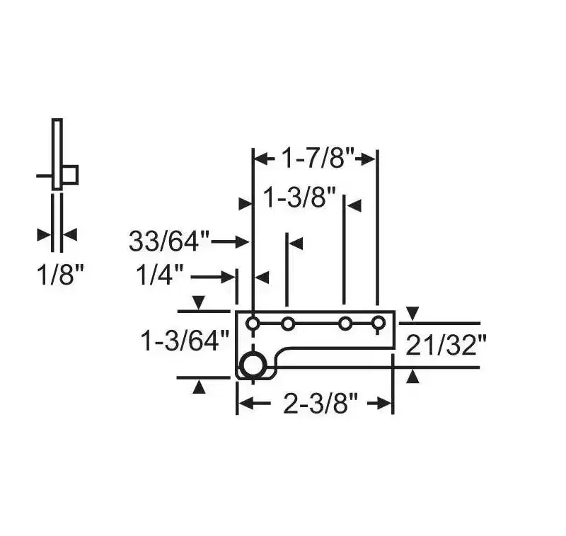 Brixwell Stud Bracket Truth Right Hand Left Hand 2-3/8 Length, 1-3/64 Height, Multi Hole Pattern Window Hardware Beige Finish