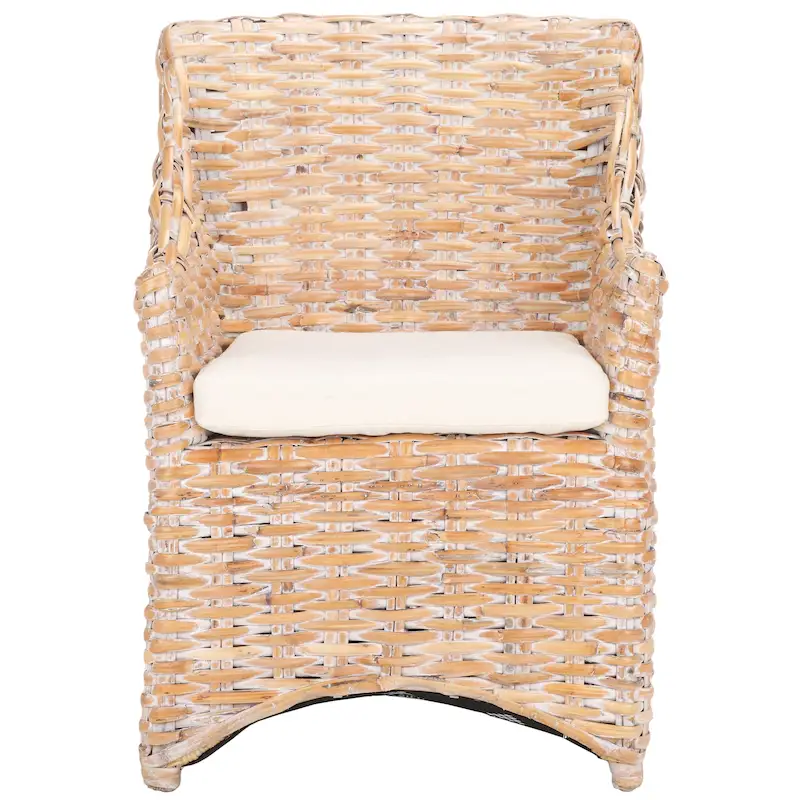 SAFAVIEH Cheryle Wicker Washed Brown Wingback Arm Chair (Fully Assembled) - 26 W x 23 D x 34 H - 26Wx23Dx34H