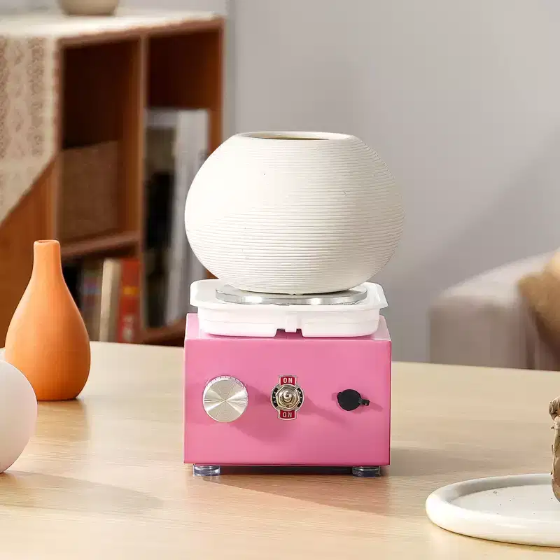 VEVOR Mini Pottery Wheel, 0-320RPM Adjustable Speed Detachable Basin Forming Machine, 2.56in/3.94in Turntables Electric Ceramic Wheel Machine, Pink