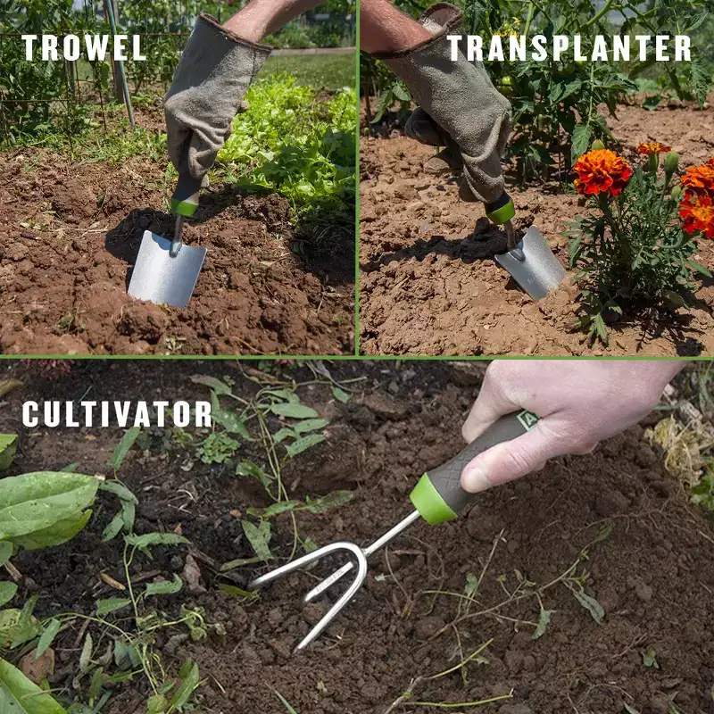 3-Piece Garden Tool Set - Hand Trowel, Hand Transplanter and Hand Cultivator - Ames