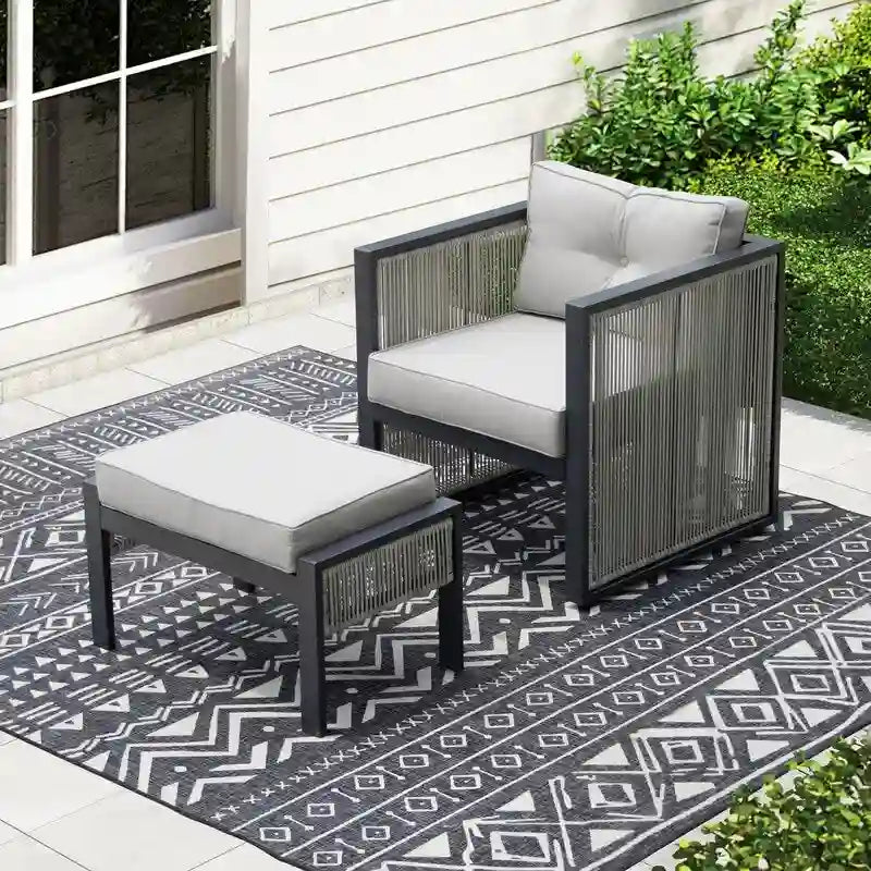FINCATI Outdoor Patio Furniture Sectional Sofa Set Wicker Modern Seating Chair