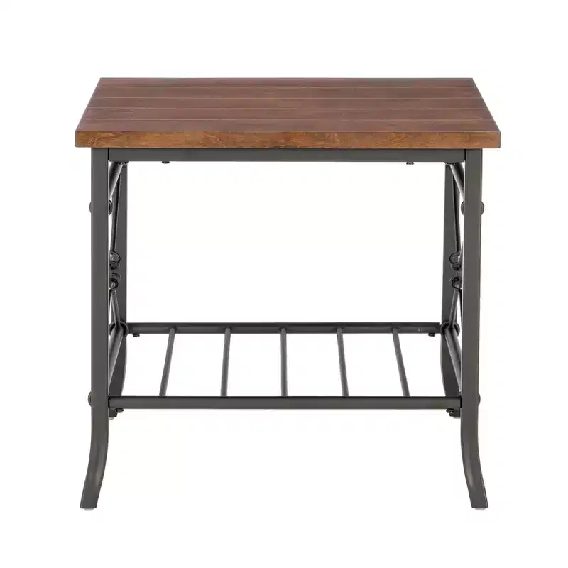 3-Piece Coffee & Side Table Set | Dark Bronze Metal, Chestnut Veneer Top